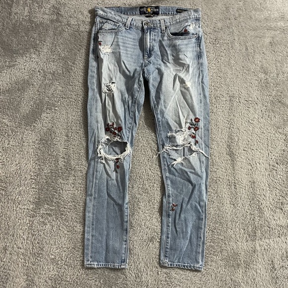 Lucky Brand Denim - Lucky‎ Brand Jeans Womens Size 2/26 Sienna Slim Boyfriend Blue Denim Distressed